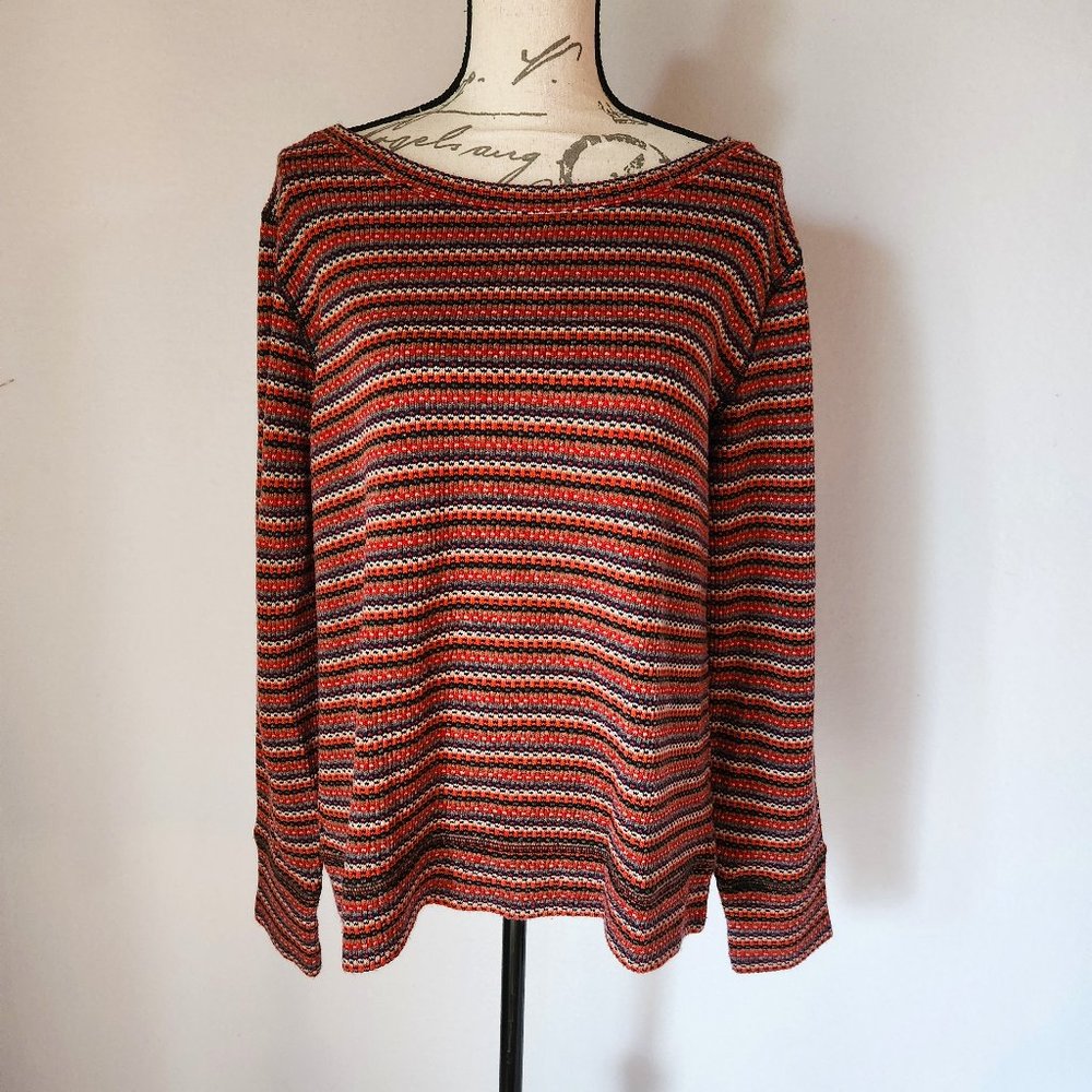 J.Crew Collection Stripe Boat Neck Sweater Pullover Cotton Blend Mulicolor